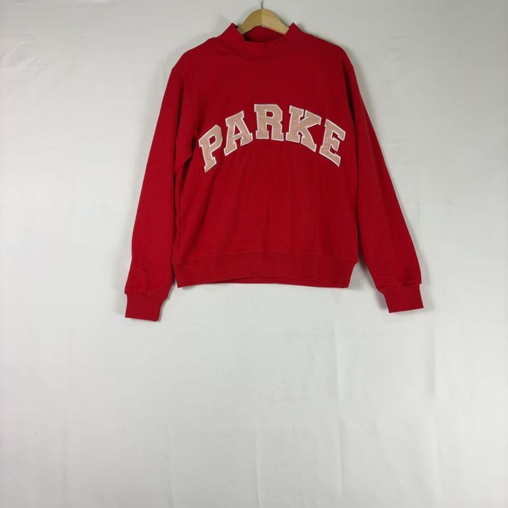 PARKE Red Ribbed Mock Neck Sweatshirt - Picture 3 of 5
